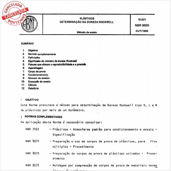 Plásticos - Determinação da dureza rockwell