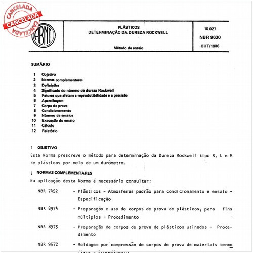 Plásticos - Determinação da dureza rockwell