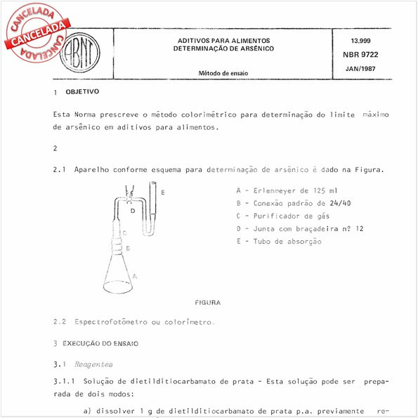 Aditivos para alimentos - Determinação de arsênico