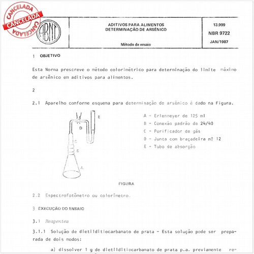 Aditivos para alimentos - Determinação de arsênico