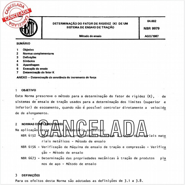 Determinação do fator de rigidez (K) de um sistema de ensaio de tração