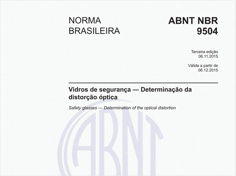 Vidros de segurança - Determinação da distorção óptica