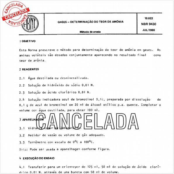 Gases - Determinação do teor de amônia
