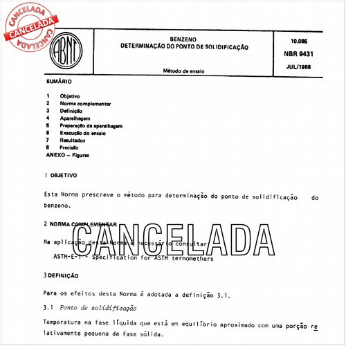 Benzeno - Determinação do ponto de solidificação