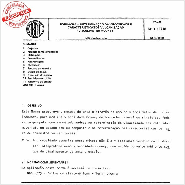 Borracha - Determinação da viscosidade e características de vulcanização (viscosímetro mooney)