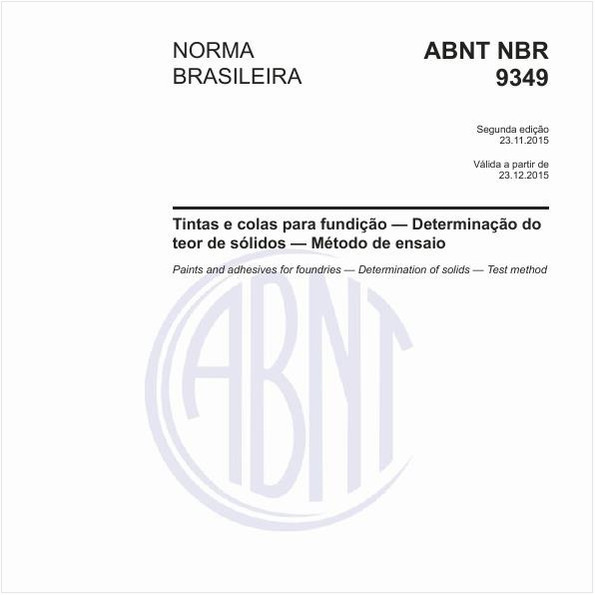 Tintas e colas para fundição - Determinação do teor de sólidos - Método de ensaio