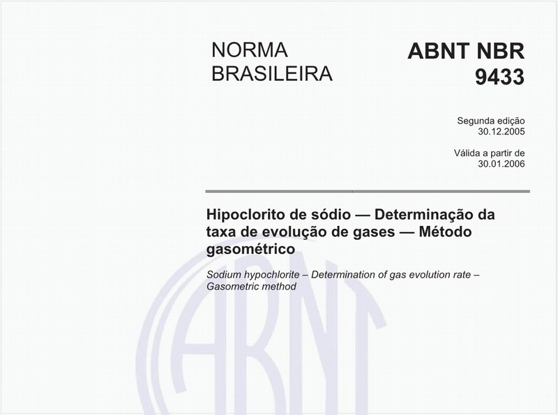 Hipoclorito de sódio - Determinação da taxa de evolução de gases - Método gasométrico