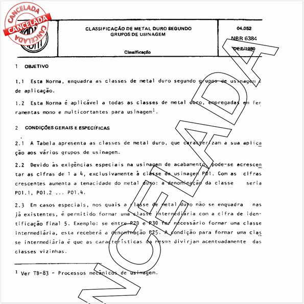 Classificação de metal duro segundo grupos de usinagem