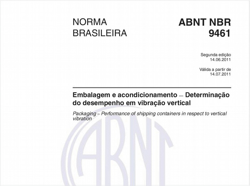 Embalagem e acondicionamento — Determinação do desempenho em vibração vertical