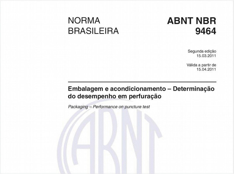 Embalagem e acondicionamento – Determinação do desempenho em perfuração