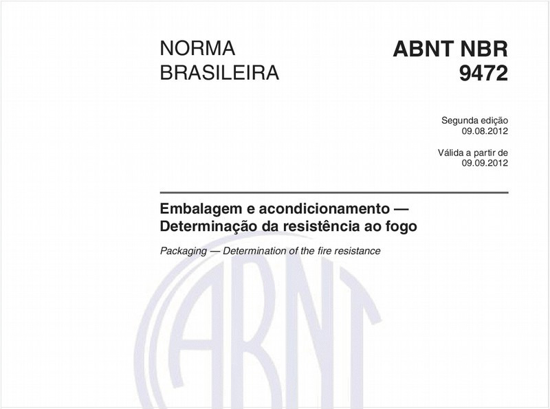Embalagem e acondicionamento — Determinação da resistência ao fogo