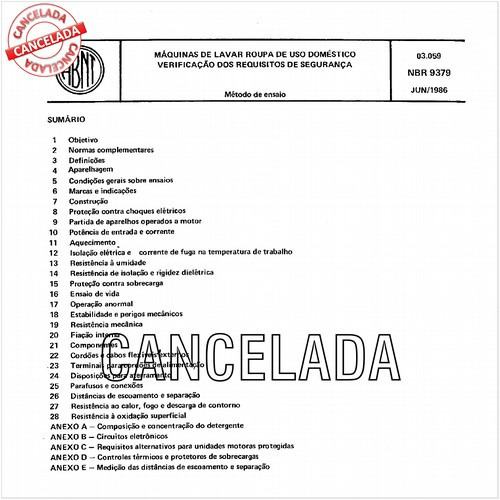 Máquinas de lavar roupa de uso doméstico- Verificação dos requisitos de segurança