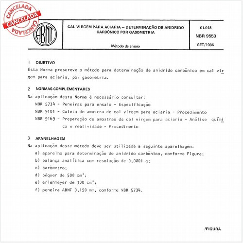 Cal virgem para aciaria - Determinação de anidrido carbônico por gasometria