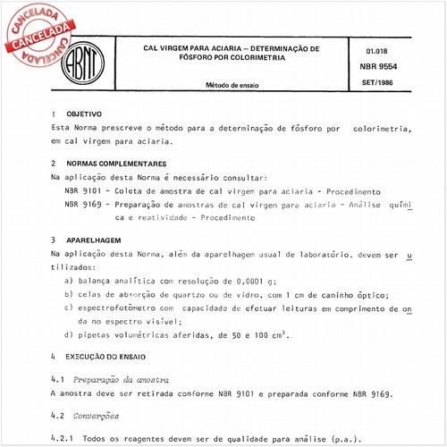 Cal virgem para aciaria - Determinação de fósforo por colorimetria