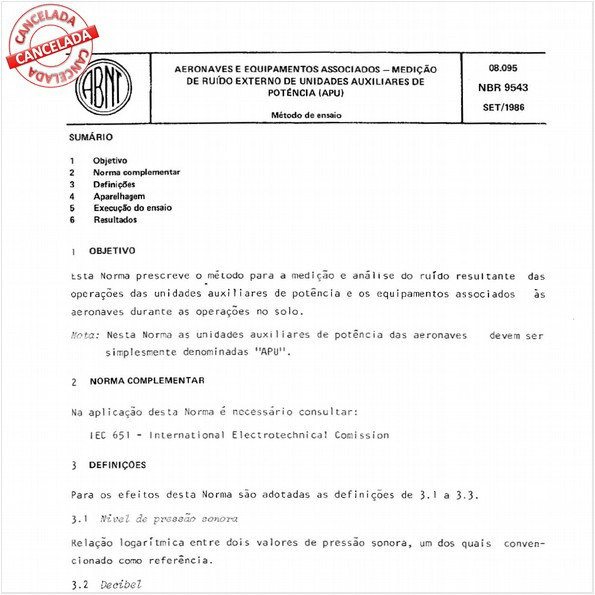 Aeronaves e equipamentos associados - Medição de ruído externo de unidades auxiliares de potência (APU)