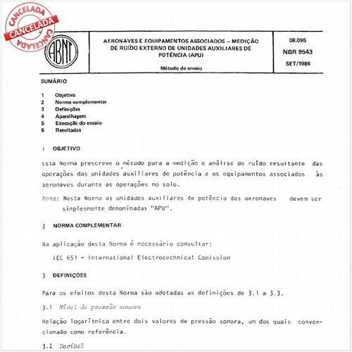 Aeronaves e equipamentos associados - Medição de ruído externo de unidades auxiliares de potência (APU)