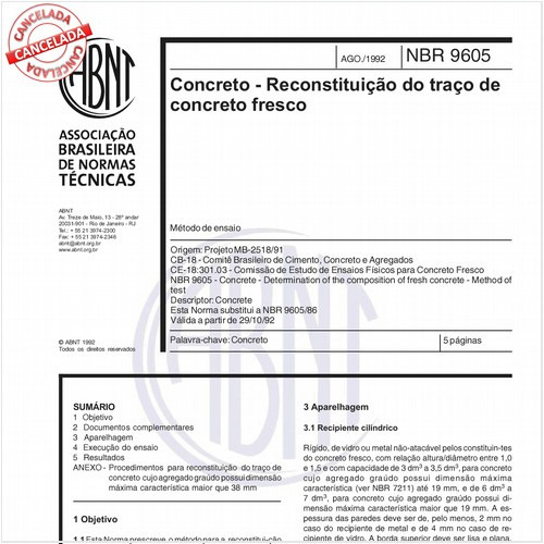 Concreto - Reconstituição do traço de concreto fresco