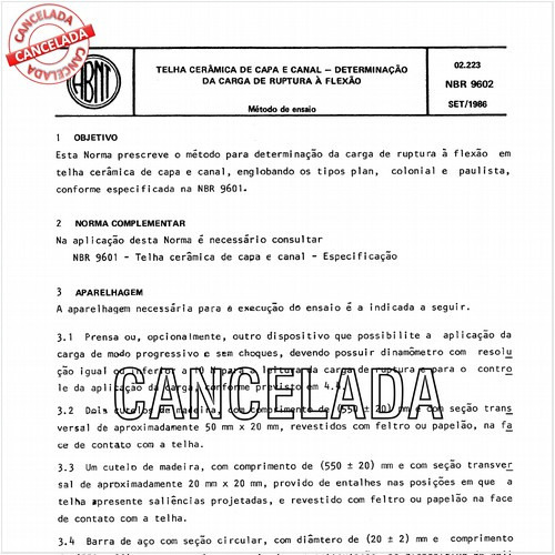 Telha cerâmica de capa e canal - Determinação da carga de ruptura à flexão