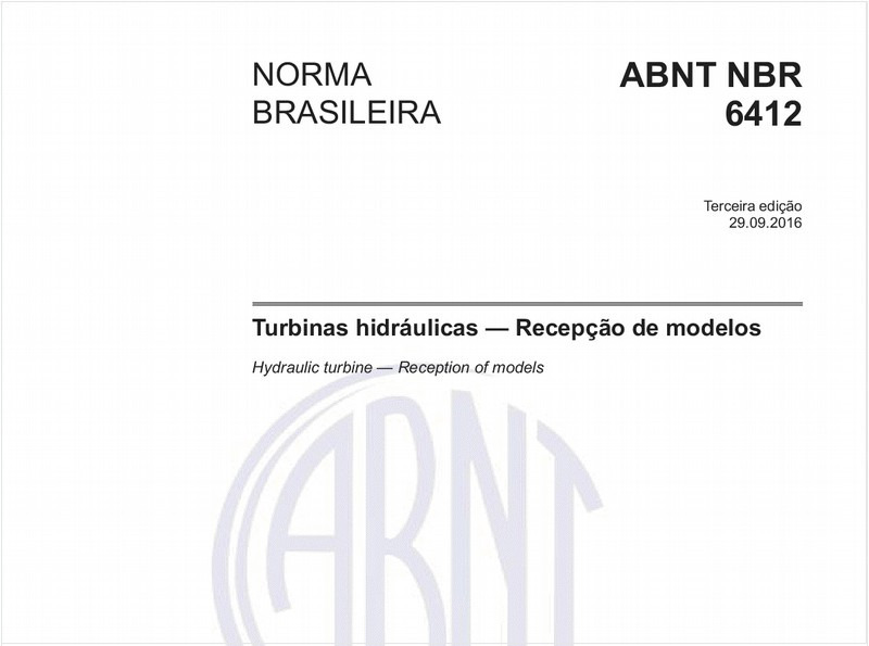 Turbinas hidráulicas — Recepção de modelos