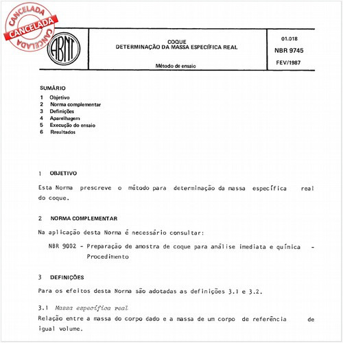 Coque - Determinação da massa específica real