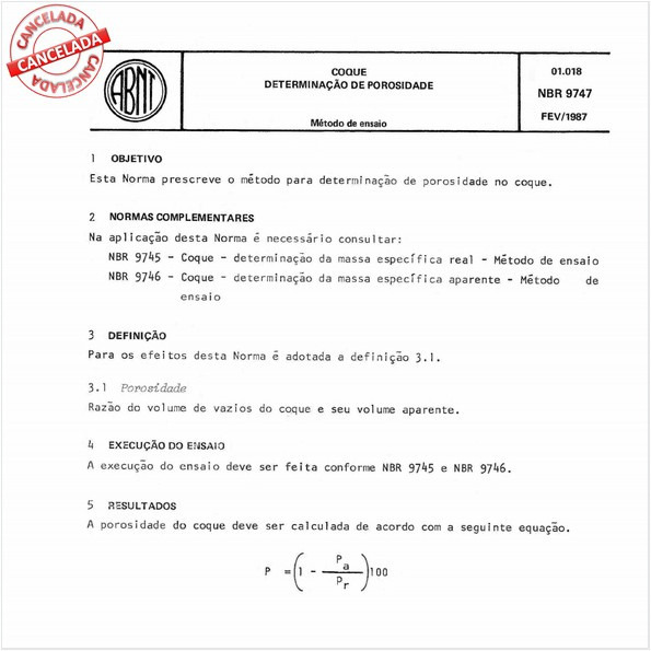 Coque - Determinação de porosidade