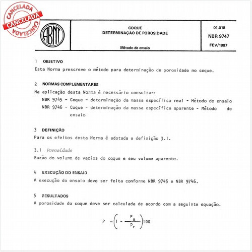 Coque - Determinação de porosidade