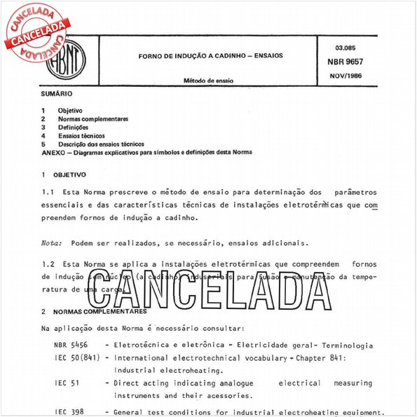 Forno de indução a cadinho - Ensaios