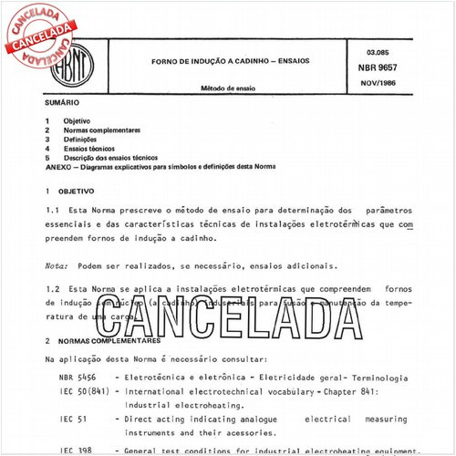 Forno de indução a cadinho - Ensaios