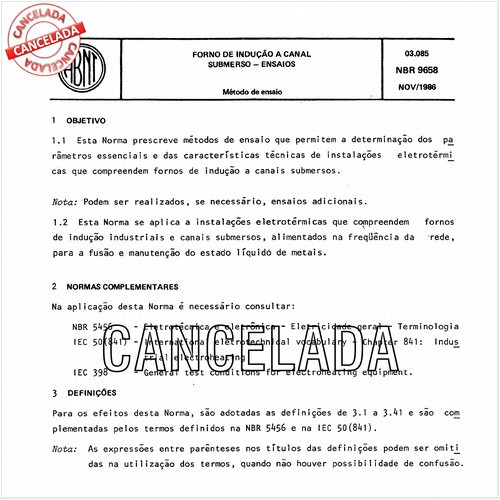 Forno de indução a canal submerso - Ensaios