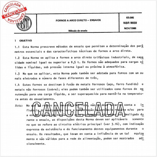 Fornos a arco direto - Ensaios