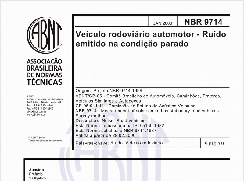 Veículo rodoviário automotor - Ruído emitido na condição parado
