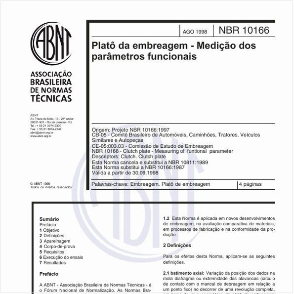 Platô da embreagem - Medição dos parâmetros funcionais