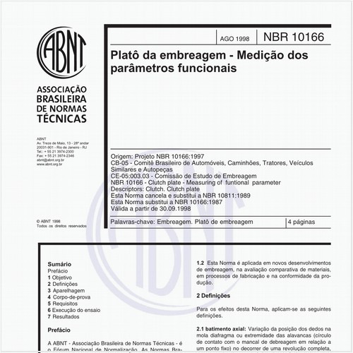 Platô da embreagem - Medição dos parâmetros funcionais