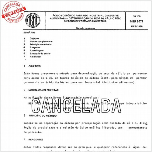 Acido fosfórico para uso industrial (inclusive alimentar) - Determinação do teor de cálcio pelo método de permanganometria