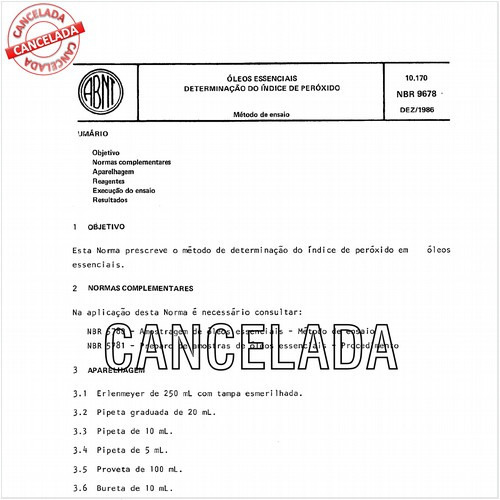 óleos essenciais - Determinação do índice de peróxido