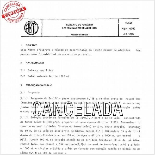 Sorbato de potássio - Determinação de aldeídos