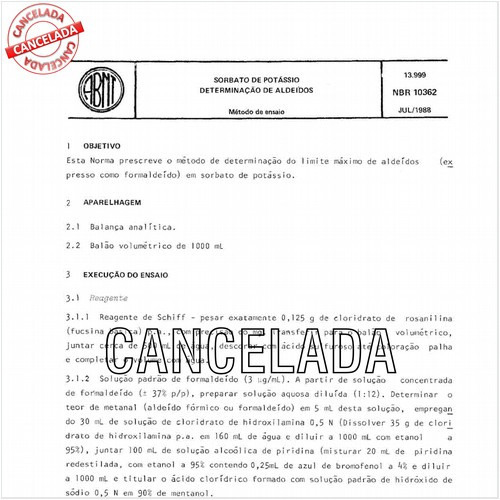 Sorbato de potássio - Determinação de aldeídos