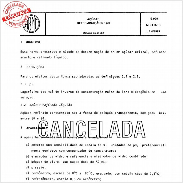 Açúcar - Determinação de pH