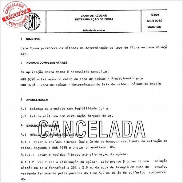 Cana-de-açúcar - Determinação de fibra
