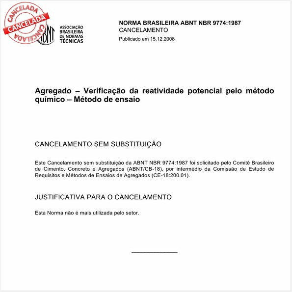 Agregado - Verificação da reatividade potencial pelo método químico