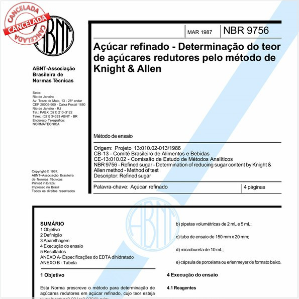 Açúcar refinado - Determinação do teor de açúcares redutores pelo método de Knight e Allen
