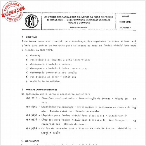 Coifas de borracha para cilindros da roda de freios hidráulicos - Determinação de características físicas e químicas