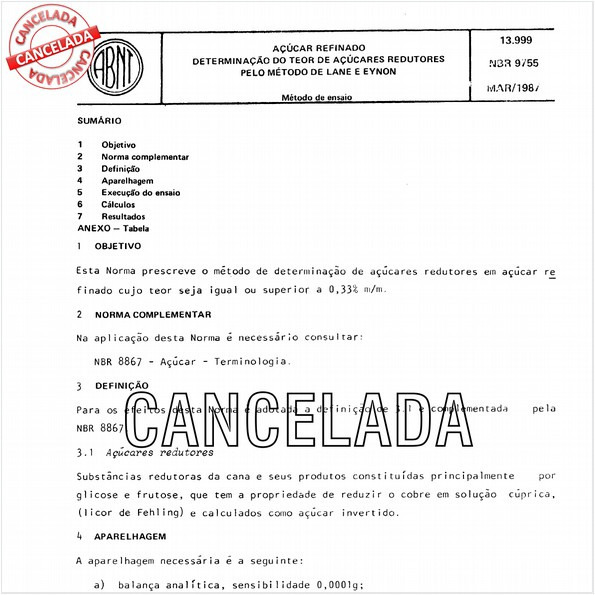 Açúcar refinado - Determinação do teor de açúcares redutores pelo método de Lane e Eynon