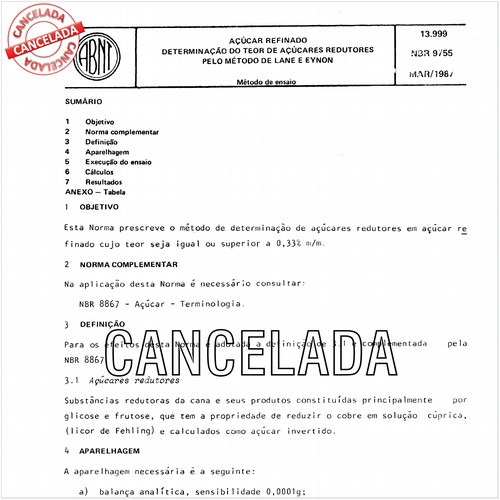 Açúcar refinado - Determinação do teor de açúcares redutores pelo método de Lane e Eynon
