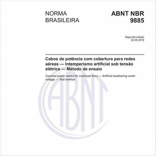 Cabos de potência com cobertura para redes aéreas — Intemperismo artificial sob tensão elétrica — Método de ensaio