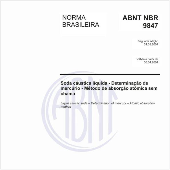 Soda cáustica líquida - Determinação de mercúrio - Método de absorção atômica sem chama