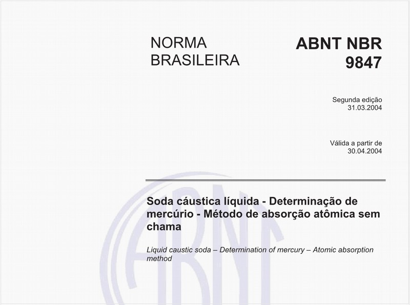 Soda cáustica líquida - Determinação de mercúrio - Método de absorção atômica sem chama