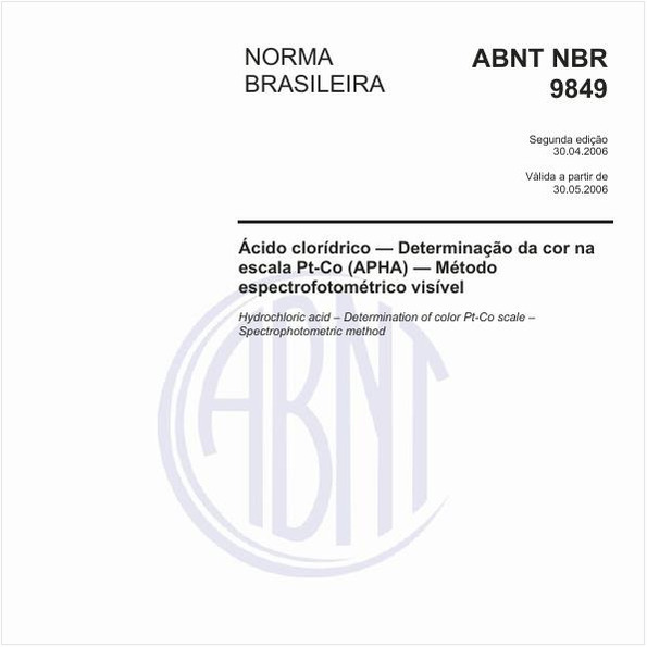 Ácido clorídrico - Determinação da cor na escala Pt-Co (APHA) - Método espectrofotométrico visível