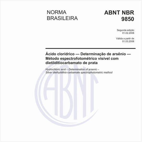 Ácido clorídrico - Determinação de arsênio - método espectrofotométrico visível com dietilditiocarbamato de prata