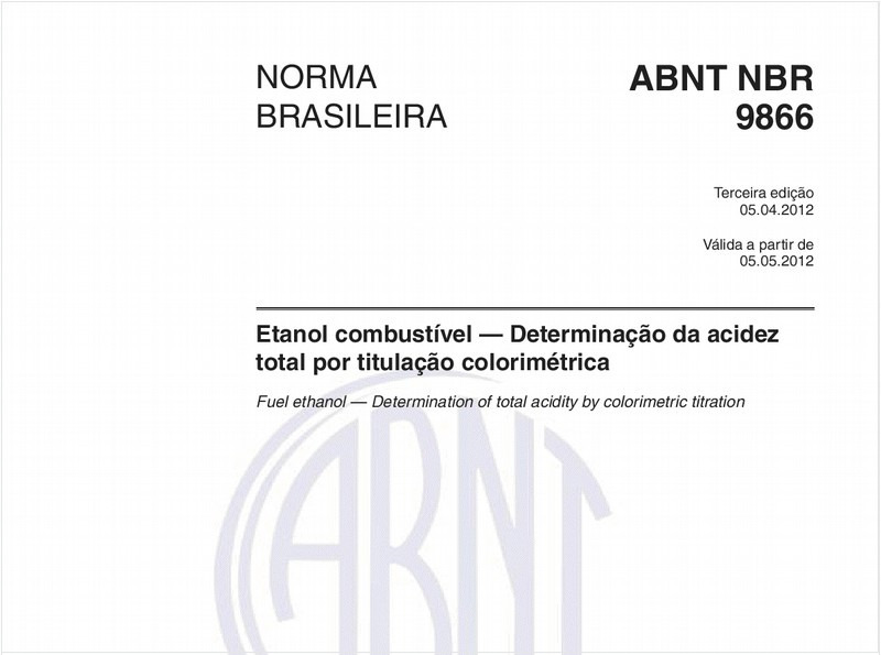 Etanol combustível — Determinação da acidez total por titulação colorimétrica